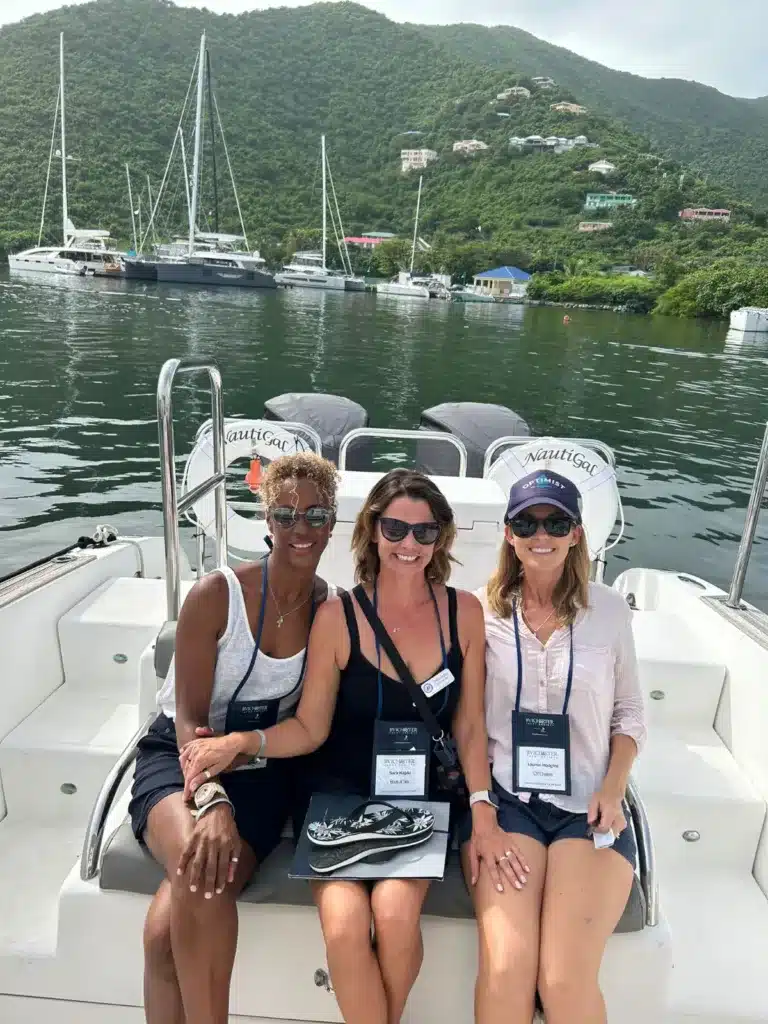 The broker girls aboard a yacht